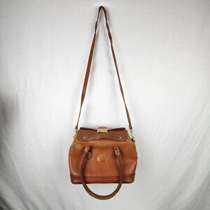 Vintage 90s Rare Dooney & Bourke Tan Doctor Bag All Weather Leather Gold Hardwar